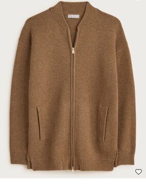 J. Crew Tan Zip-Front Knit Sweater NWT